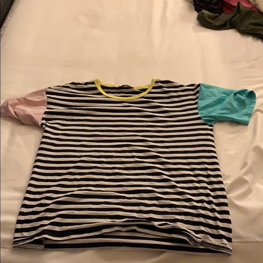 MEDIUM striped shirt with mismatch sleeves!